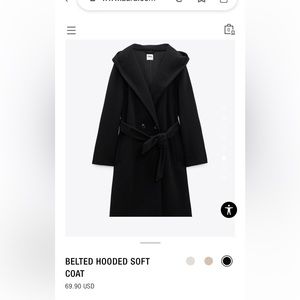 NWT Zara black hooded coat small